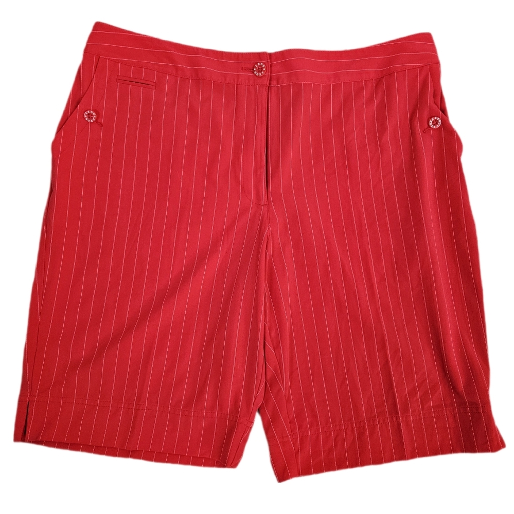Izod XFG Womens 16 Shorts Golf Stretch Red White Pinstripe Active 10" Inseam
